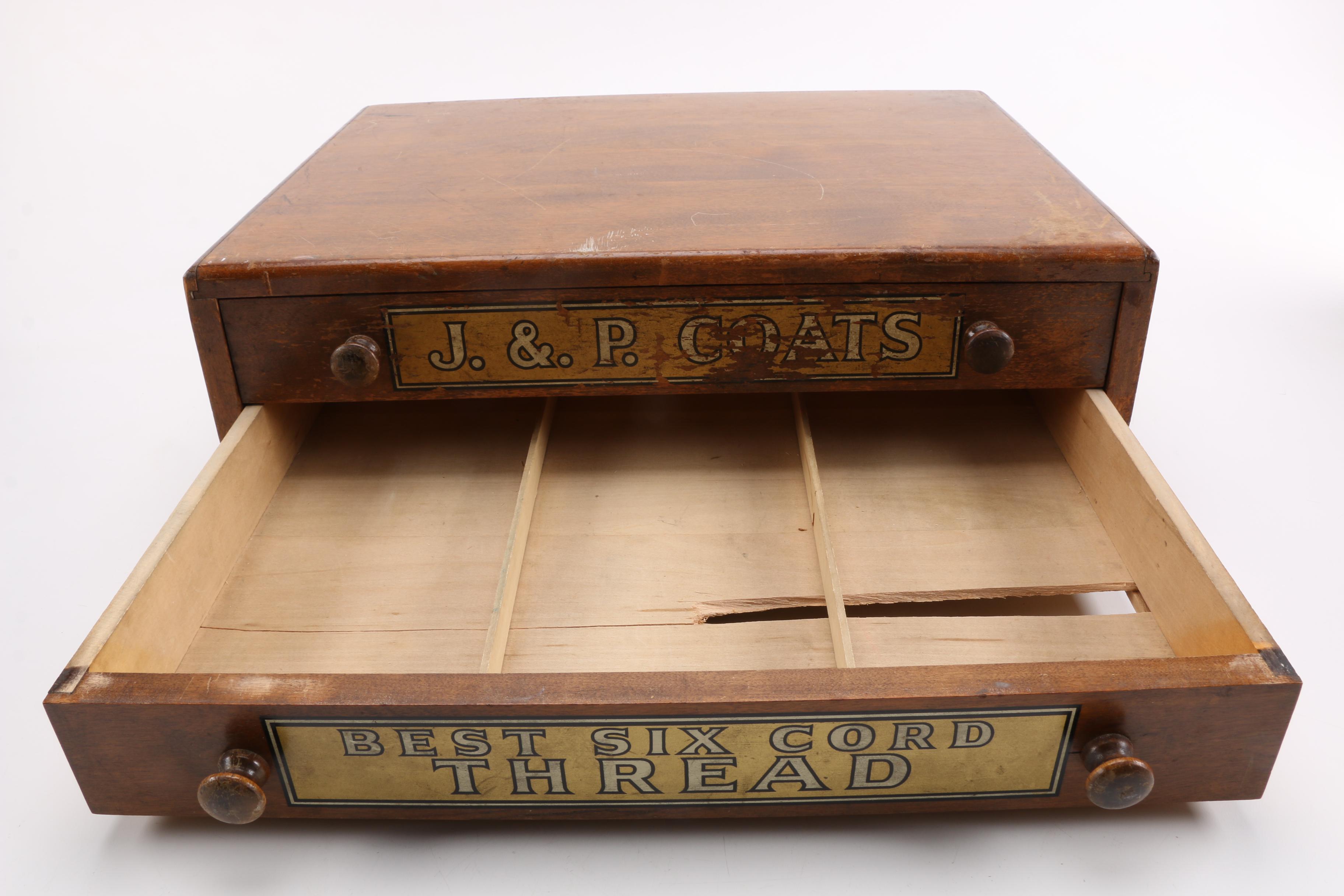 Vintage J. & P. Coats Wooden Thread Box