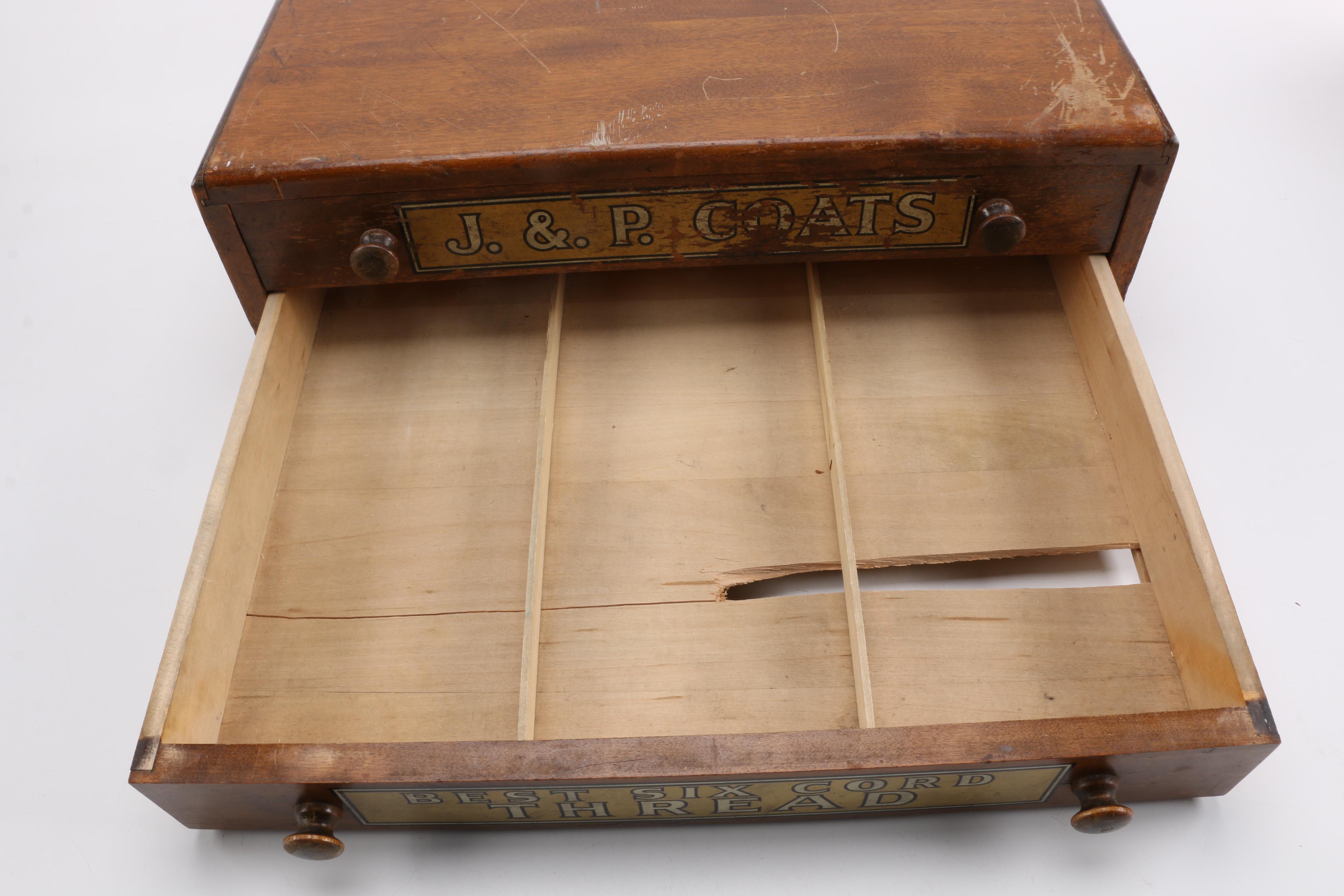 Vintage J. & P. Coats Wooden Thread Box