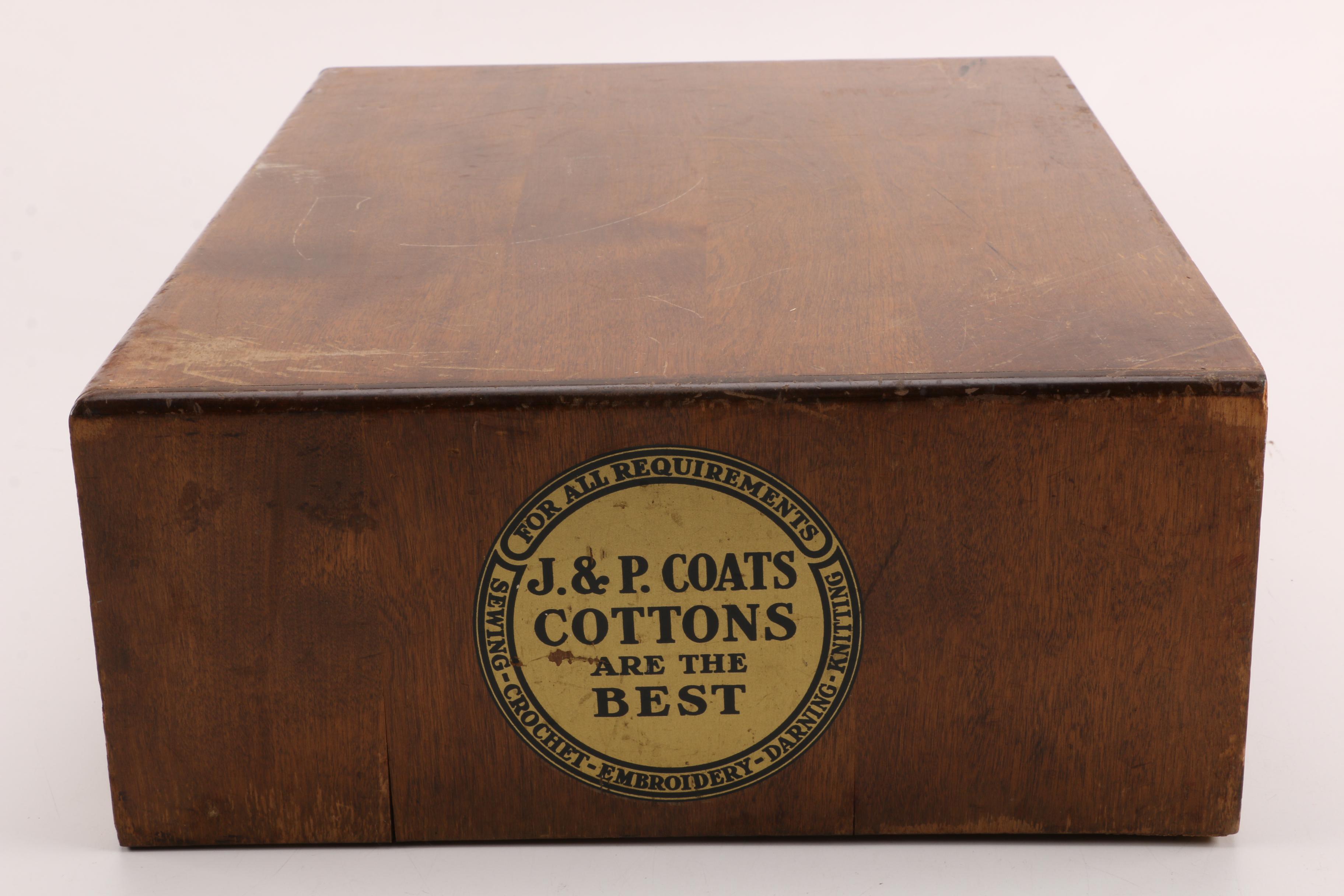 Vintage J. & P. Coats Wooden Thread Box
