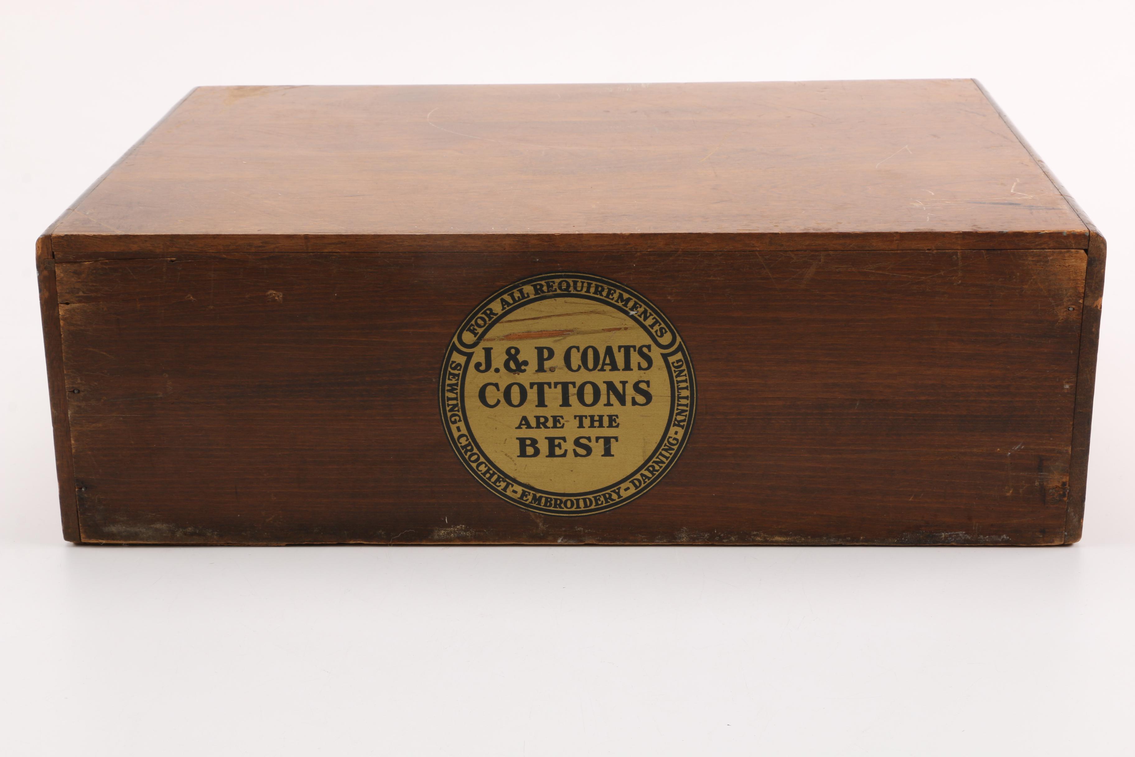 Vintage J. & P. Coats Wooden Thread Box
