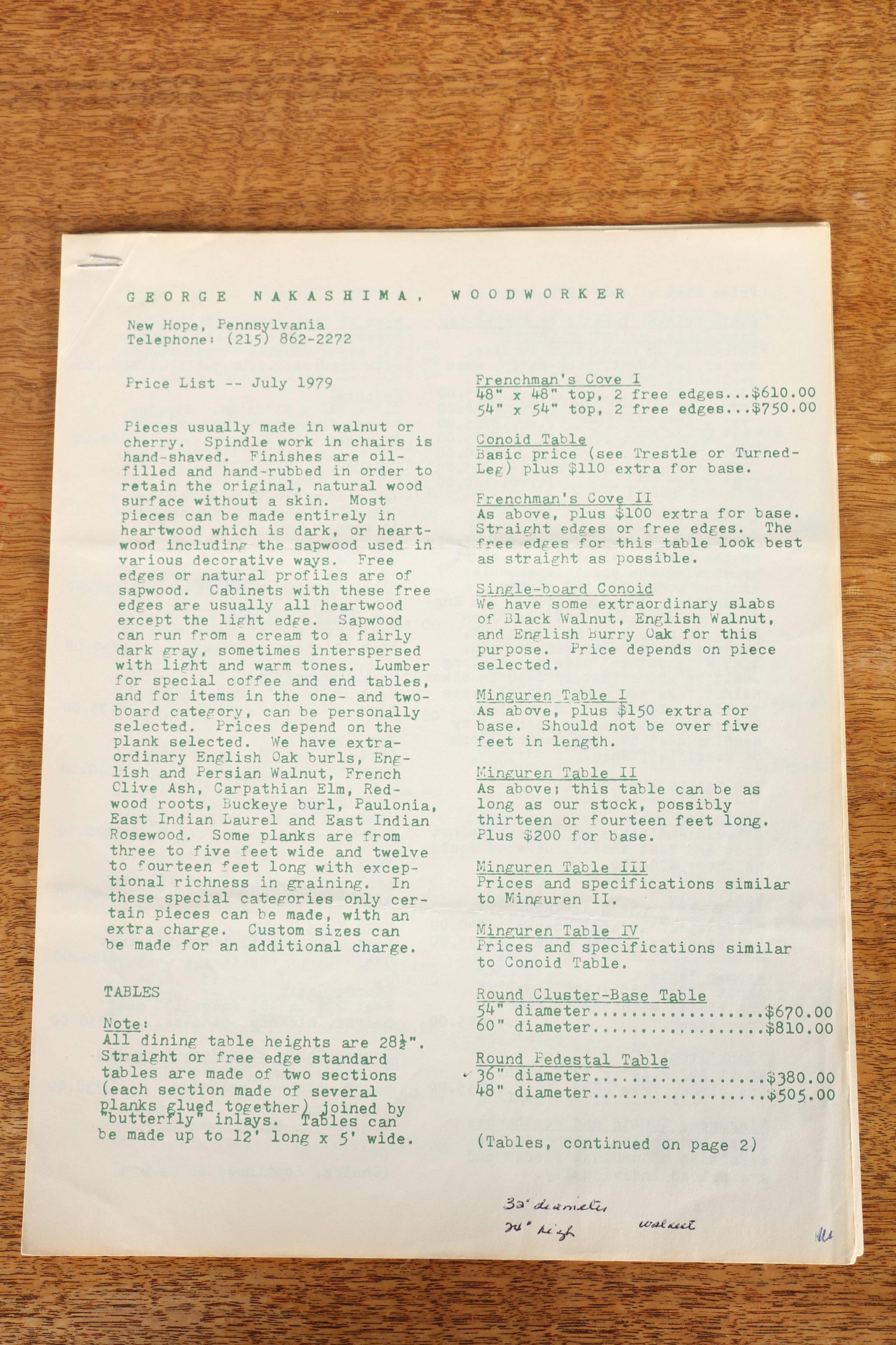 Vintage George Nakashima "Frenchman's Cove II" Dining Table With Provenance