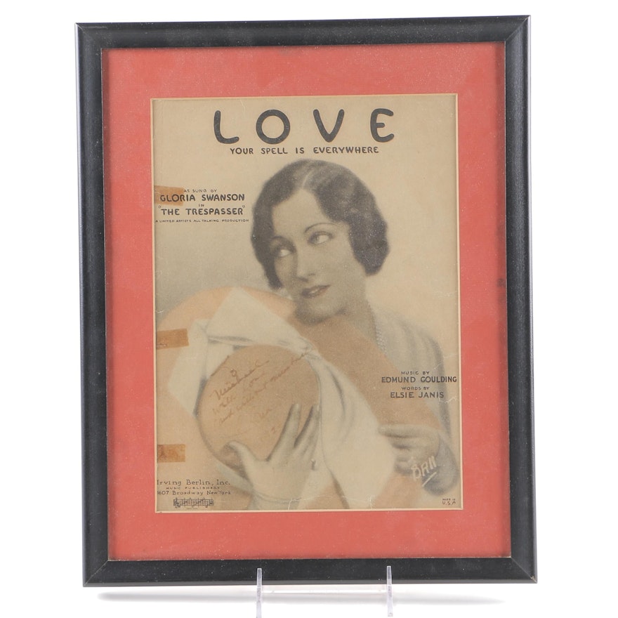 Gloria Swanson Signed Sheet Music Cover