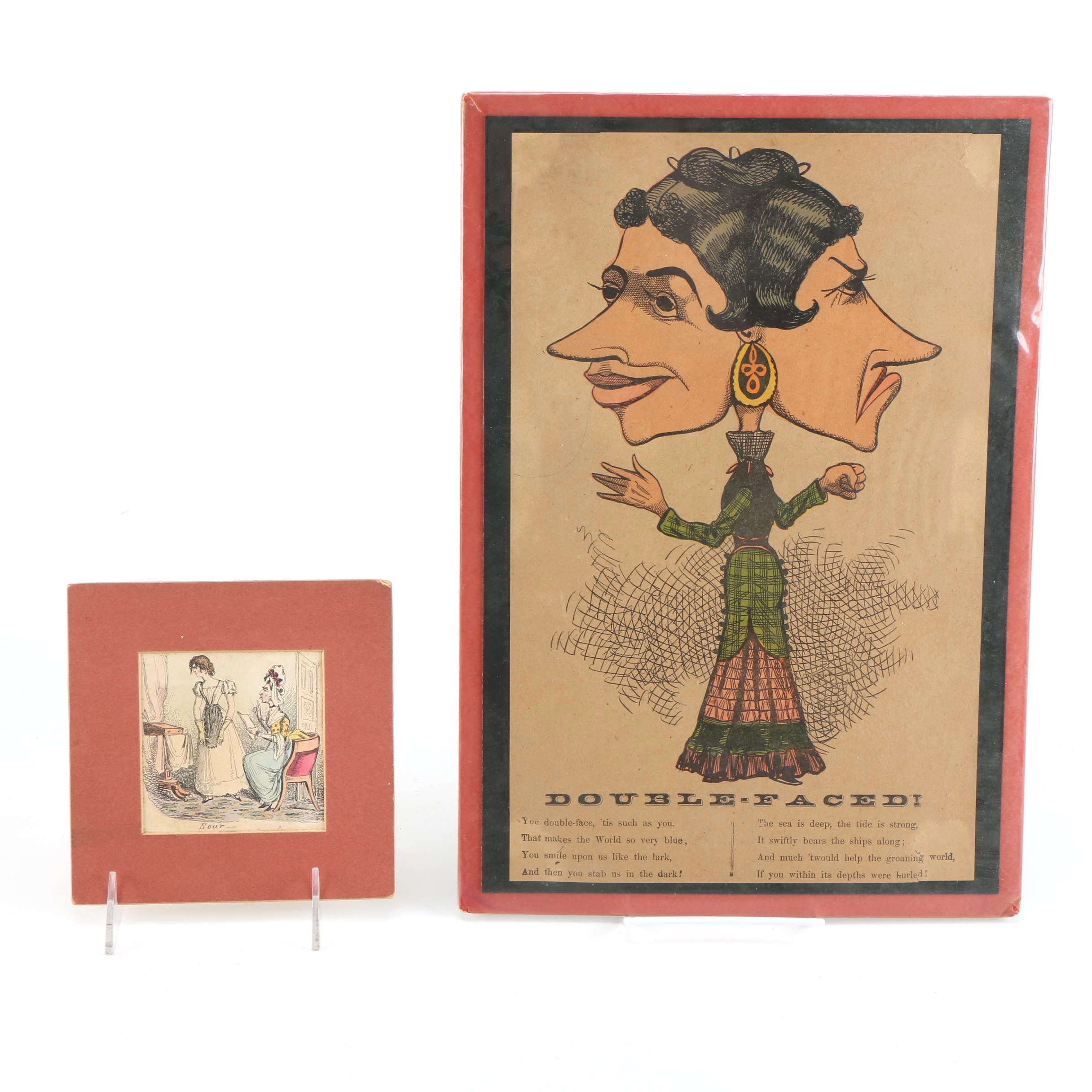 Pair of Vintage Caricatures