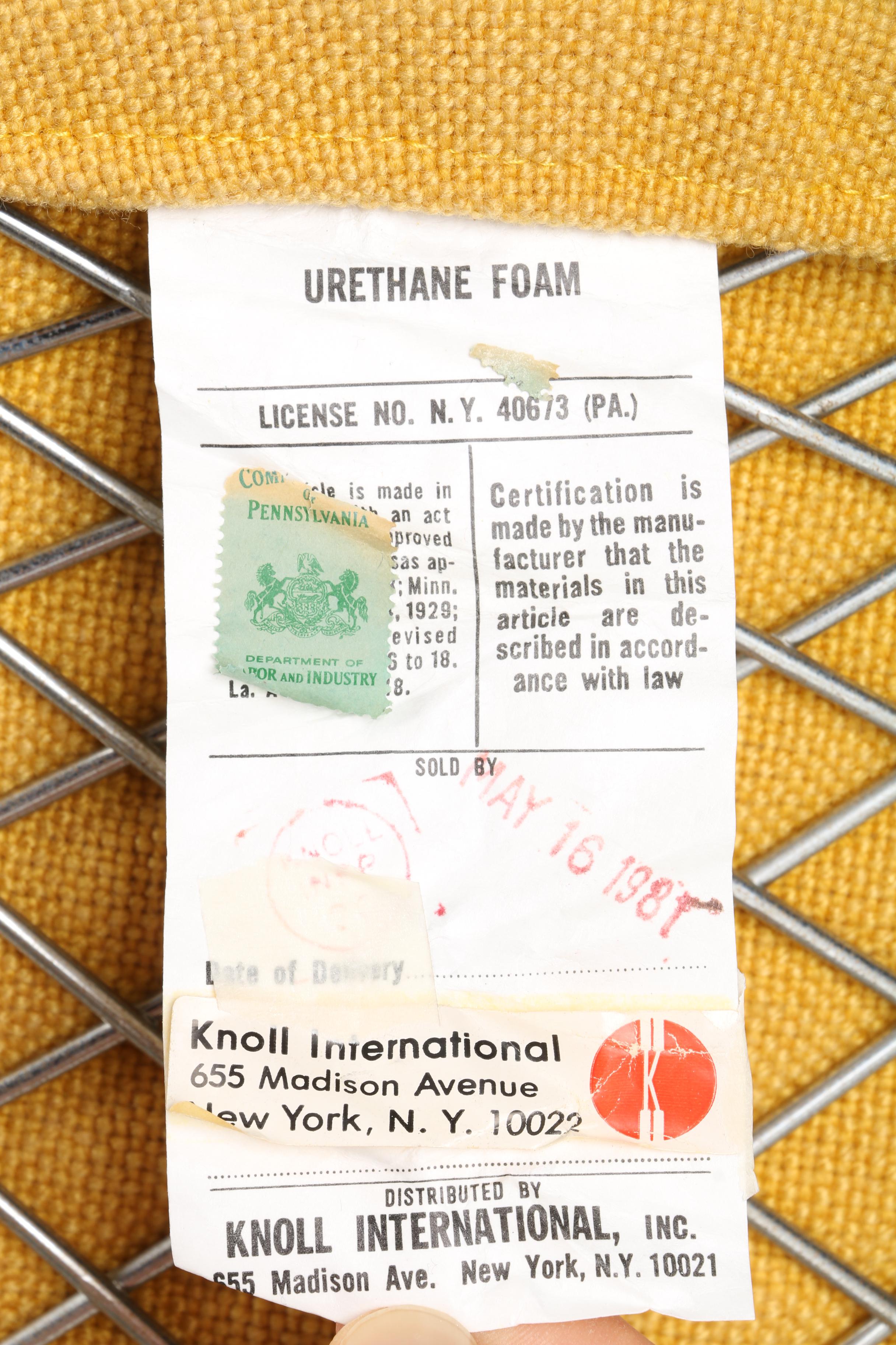 Mid Century Modern Yellow "Diamond" Lounge Chair by Harry Bertoia for Knoll