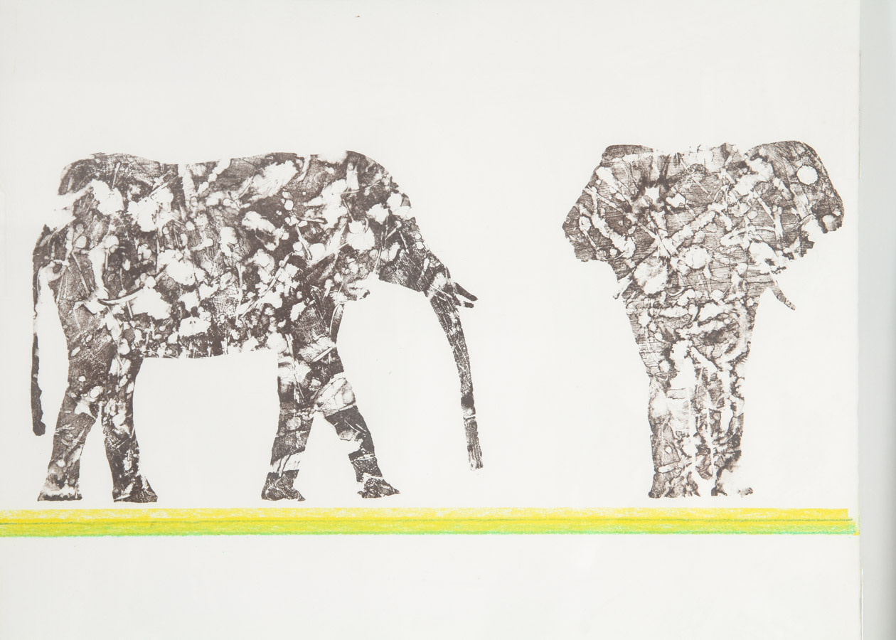 Limited Edition Relief Print of Elephants