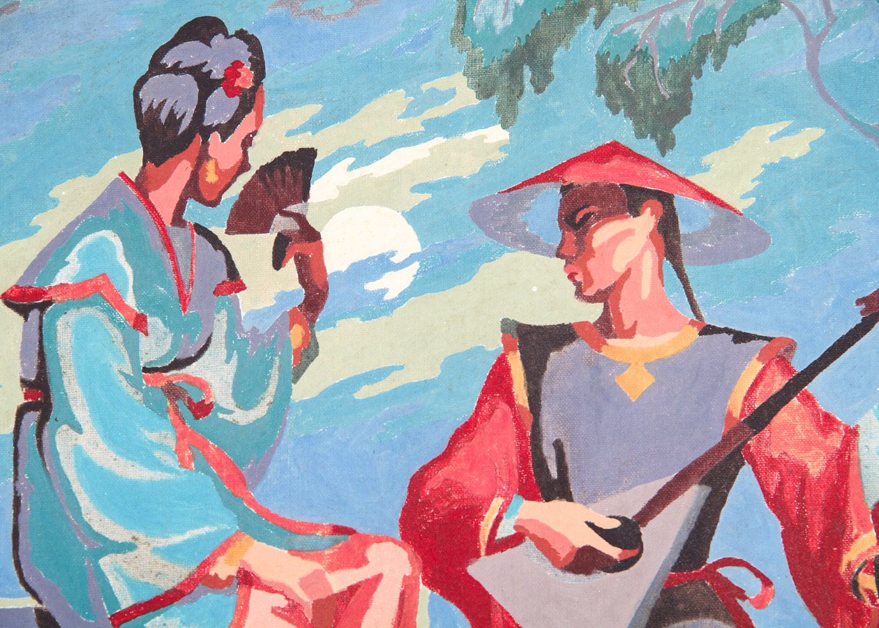 Vintage Asian Inspired Paint by Numbers Painting