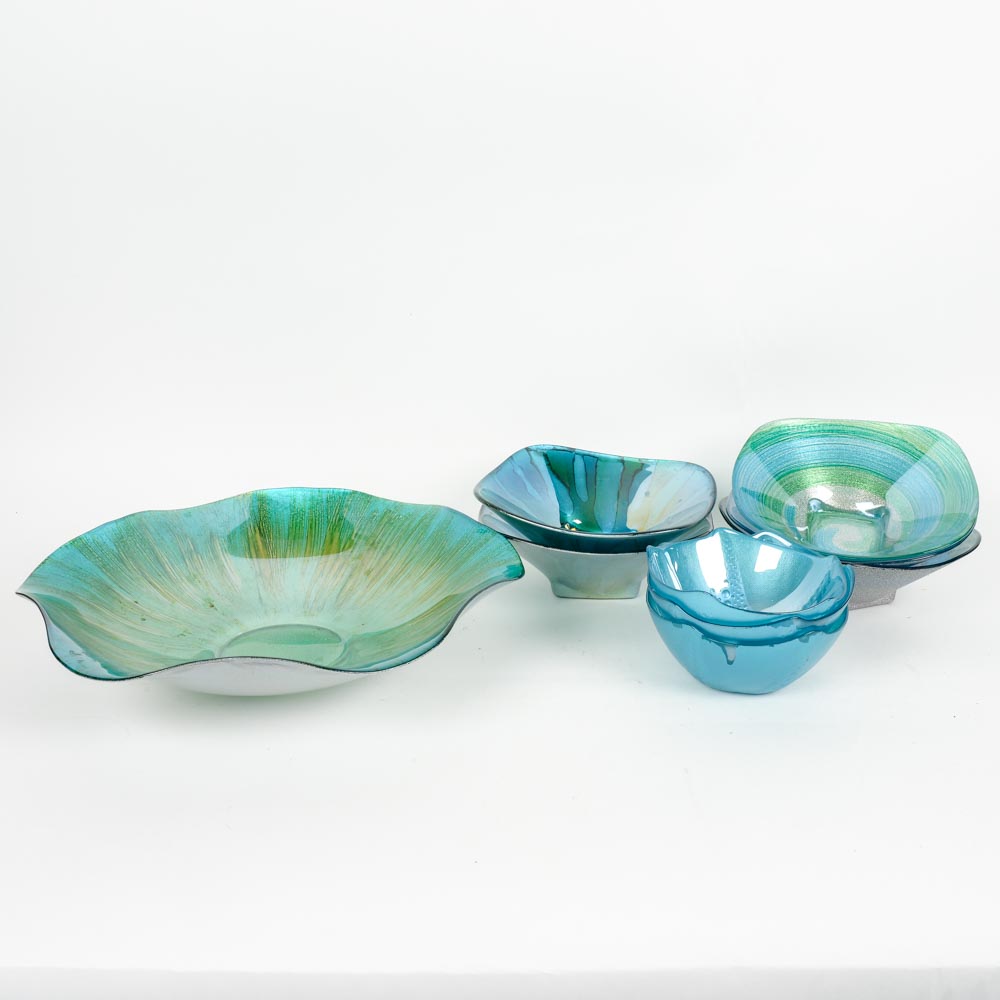 Teal and Blue Glitter Bowls