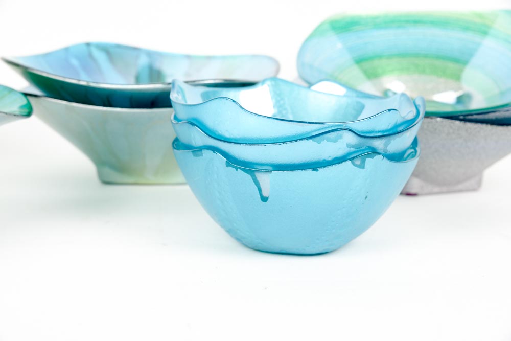 Teal and Blue Glitter Bowls