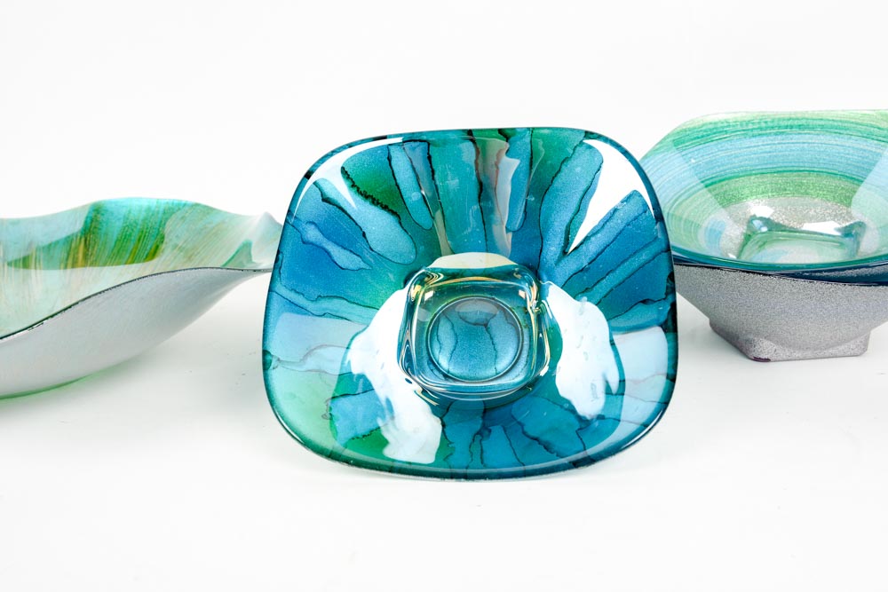 Teal and Blue Glitter Bowls