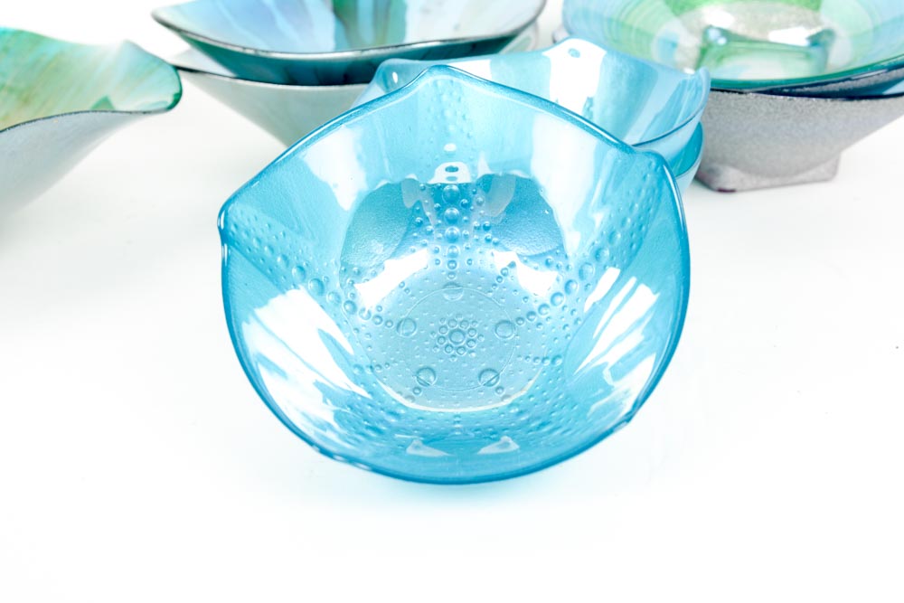 Teal and Blue Glitter Bowls