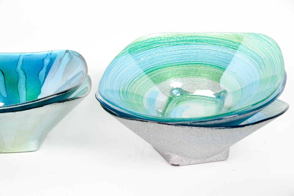 Teal and Blue Glitter Bowls
