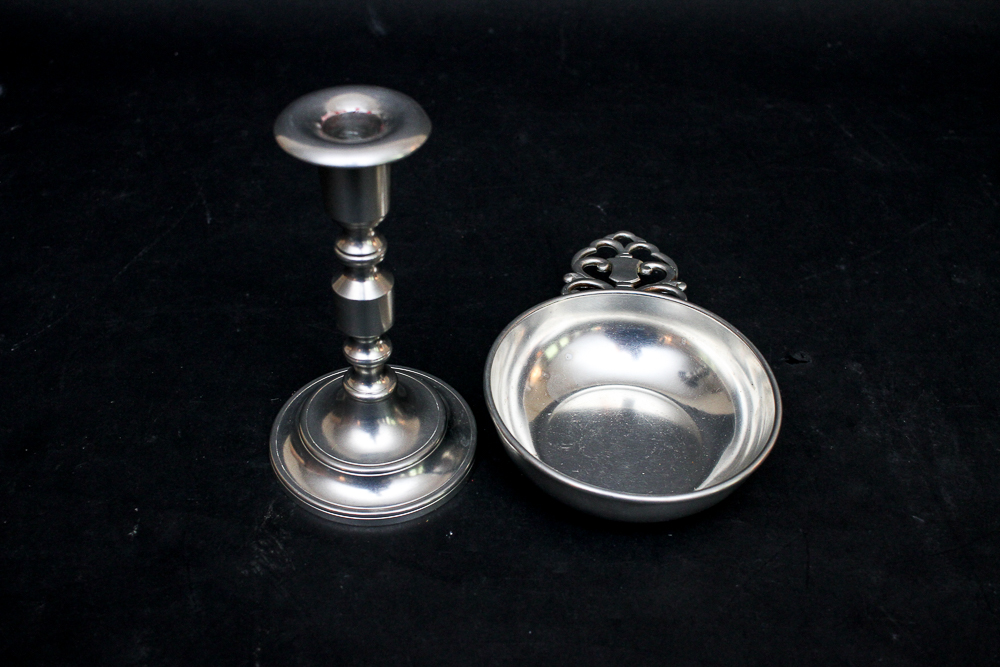 Royal Holland Pewter Porringer Bowl and Candlestick