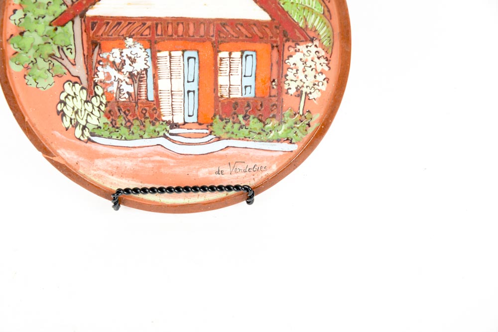 Rare Folk Art Pottery Plate by de Vendegies Haiti