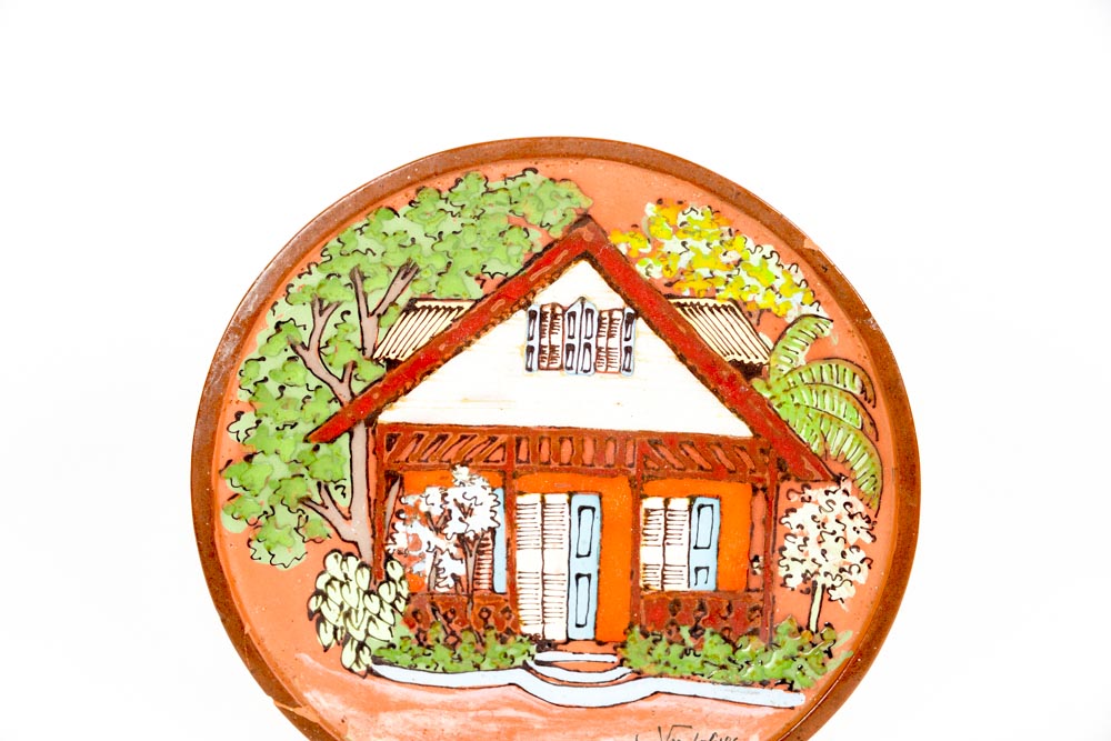 Rare Folk Art Pottery Plate by de Vendegies Haiti