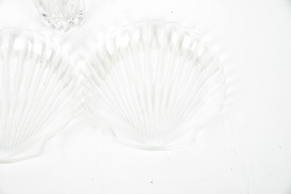 Gorham Lead Crystal Vase and Two Shell Dishes by Arcuisine