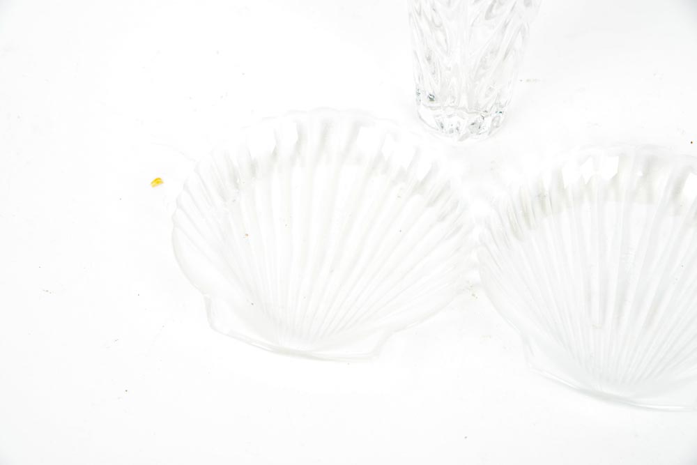 Gorham Lead Crystal Vase and Two Shell Dishes by Arcuisine
