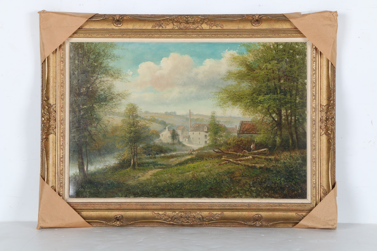 1894 George Harris Oil Painting on Canvas "The Mill"