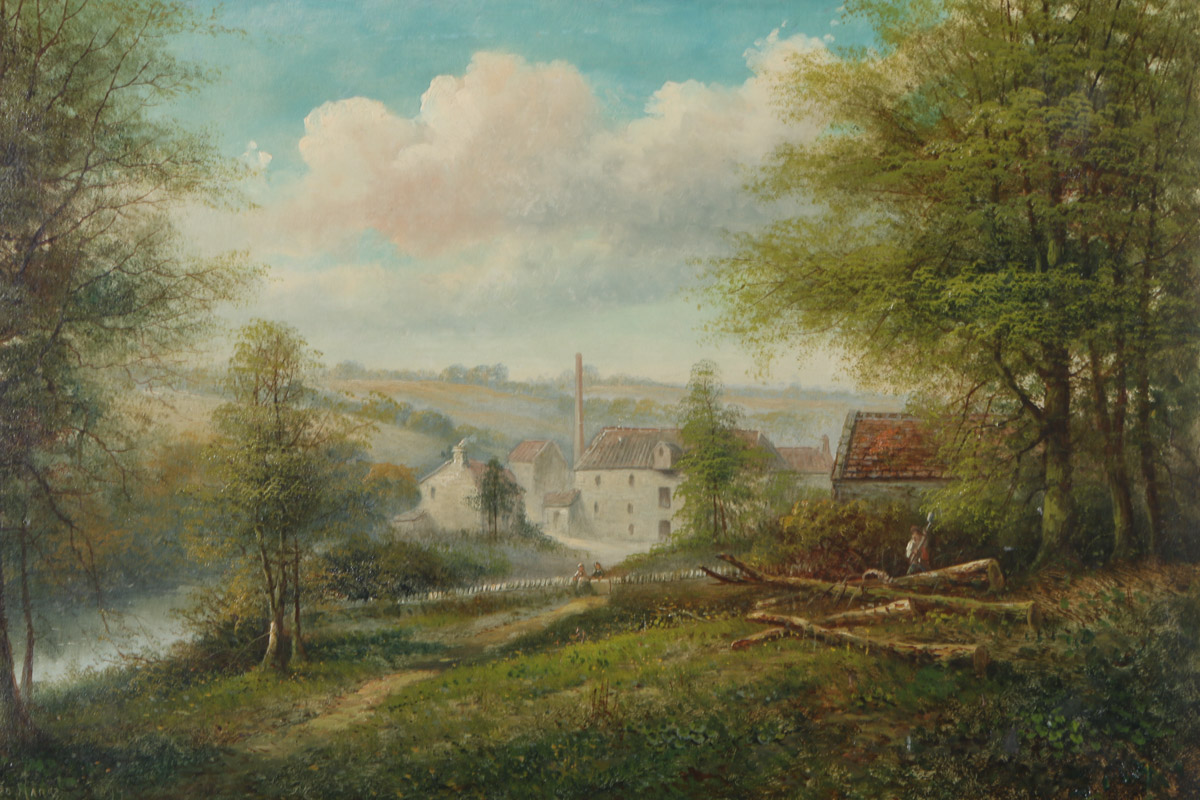 1894 George Harris Oil Painting on Canvas "The Mill"