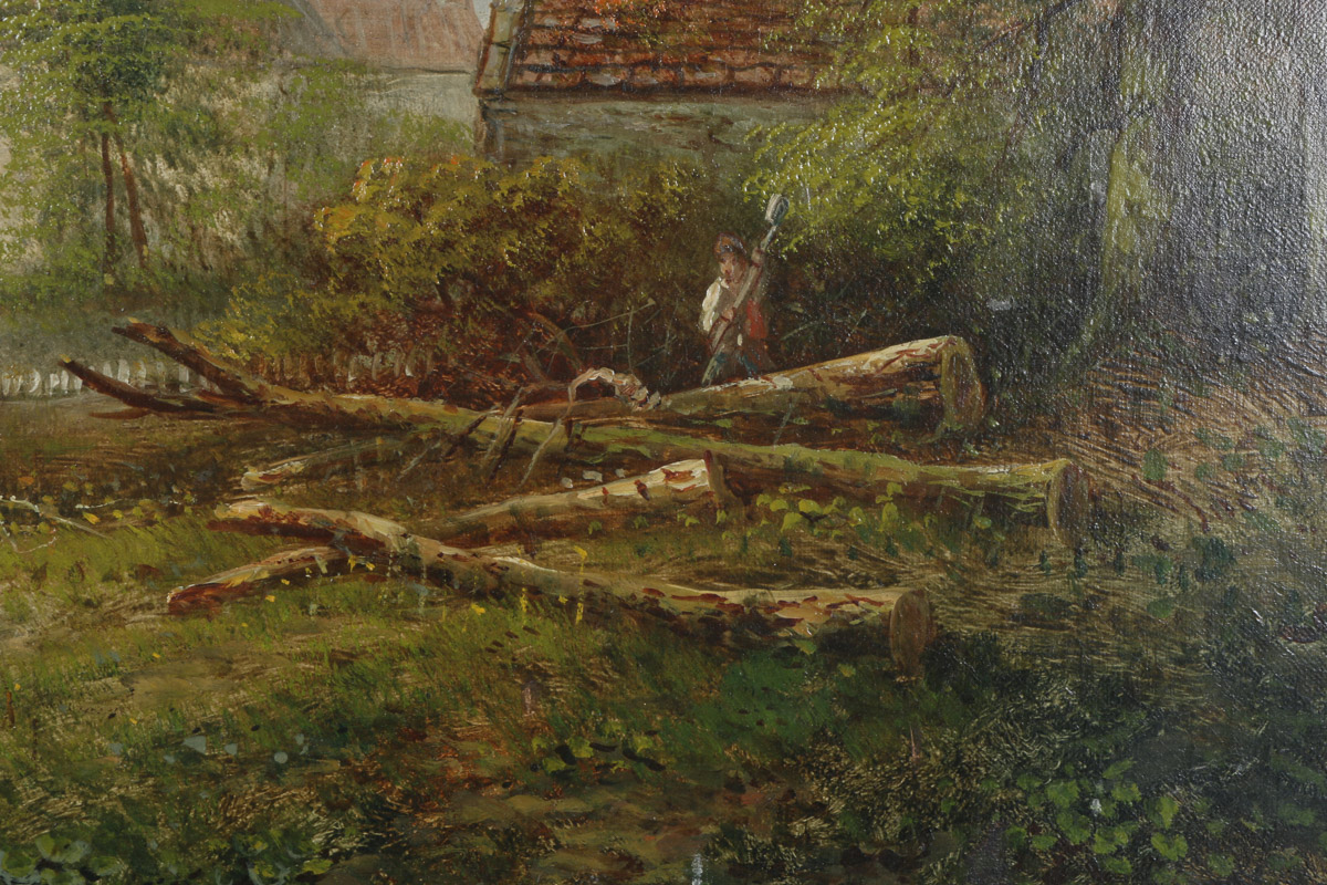 1894 George Harris Oil Painting on Canvas "The Mill"