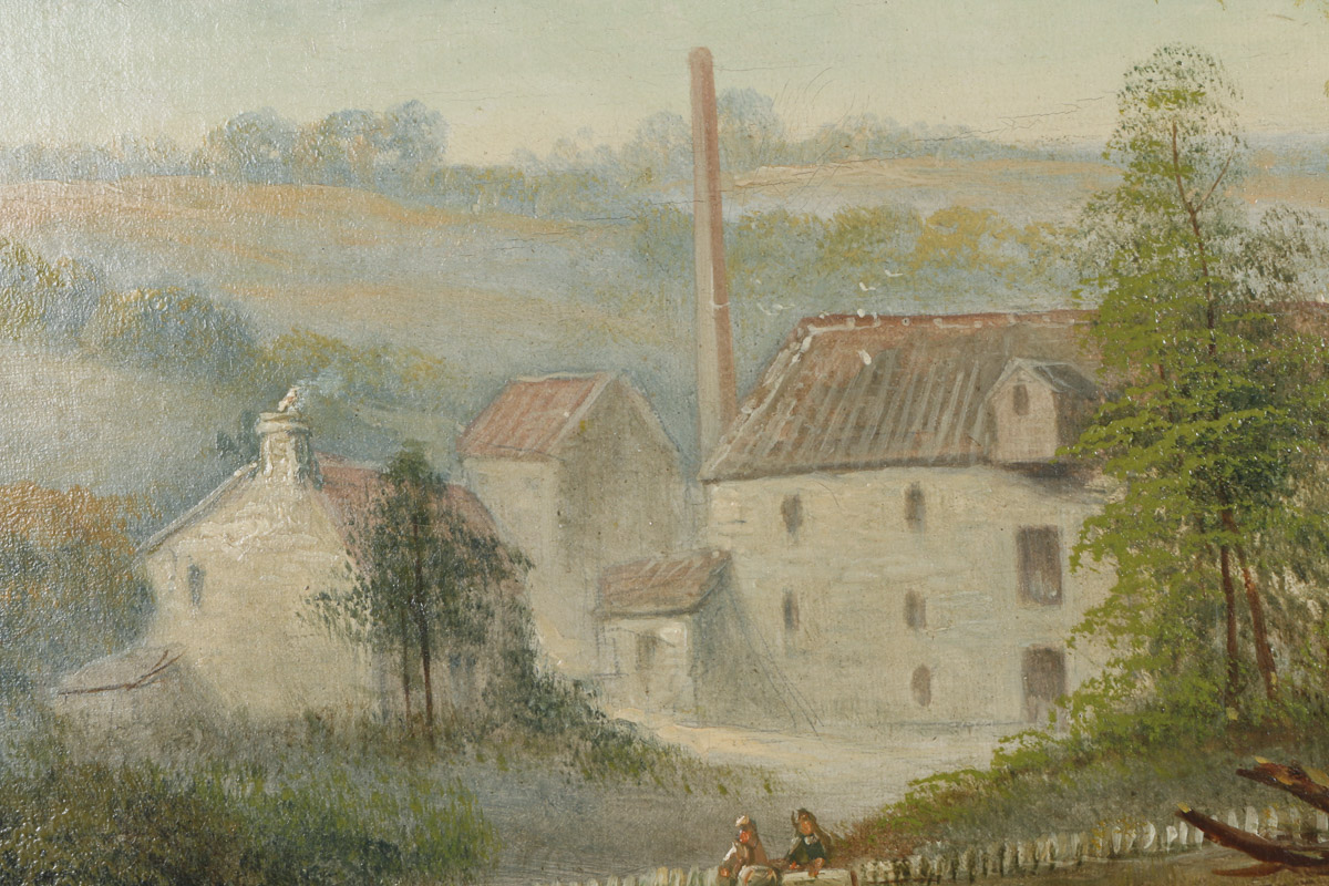 1894 George Harris Oil Painting on Canvas "The Mill"