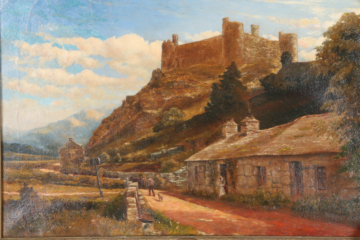 19th Century J. C. Moore Oil Painting on Canvas "Harlech Castle"