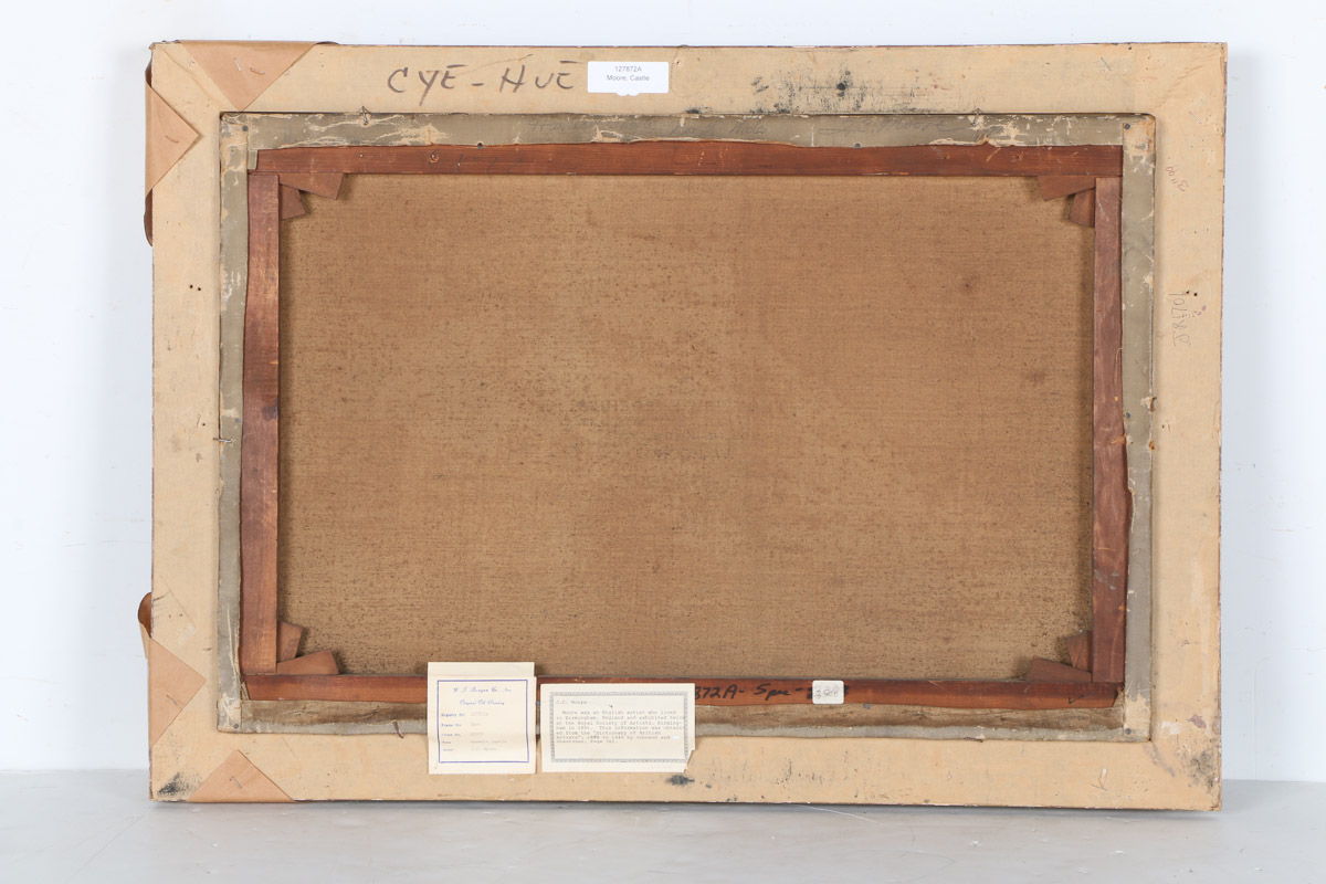 19th Century J. C. Moore Oil Painting on Canvas "Harlech Castle"