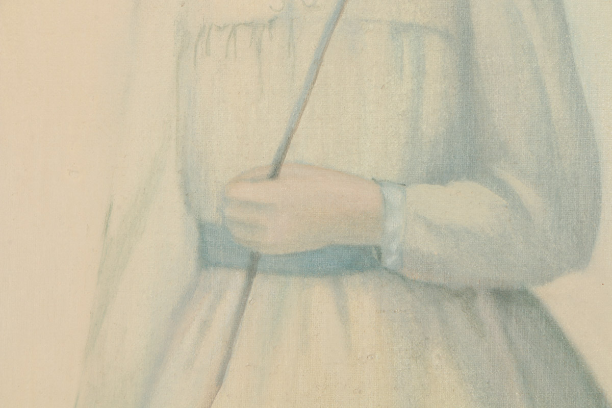 Pat Zenda Oil Painting on Canvas of a Girl with a Balloon