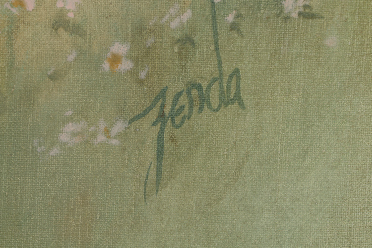 Pat Zenda Oil Painting on Canvas of a Girl with a Balloon