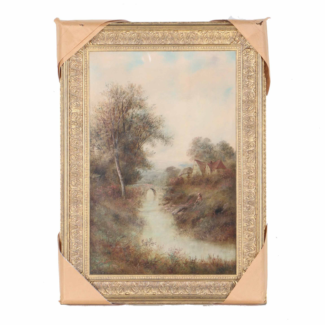 C. Martin Oil Painting on Canvas "Landscape With Bridge"