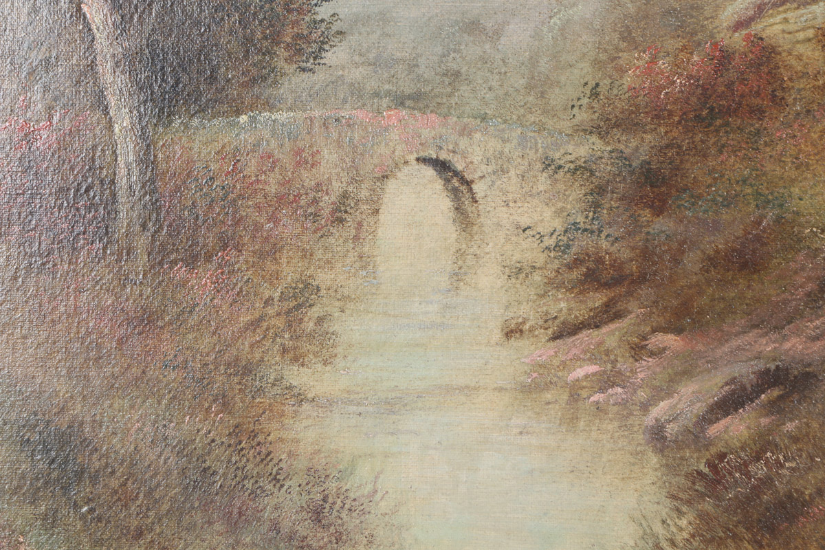 C. Martin Oil Painting on Canvas "Landscape With Bridge"