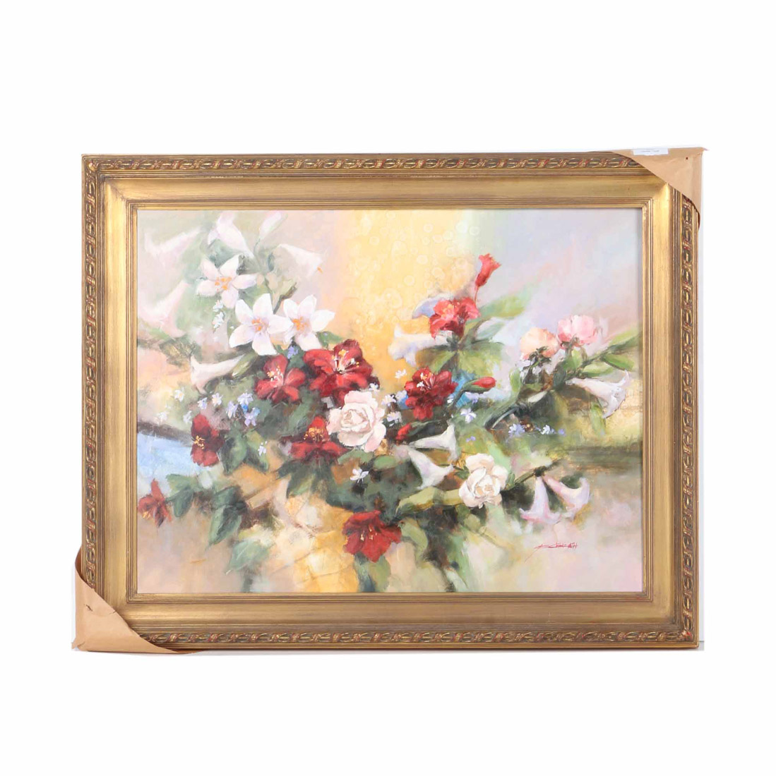 Eugenio Cohaila Oil Painting on Canvas "Flowers"
