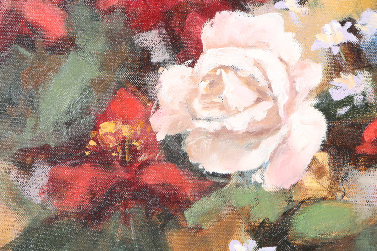 Eugenio Cohaila Oil Painting on Canvas "Flowers"