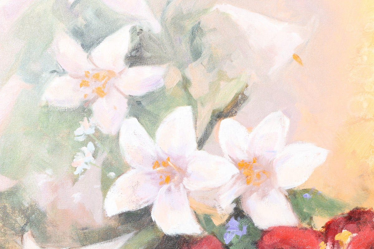 Eugenio Cohaila Oil Painting on Canvas "Flowers"