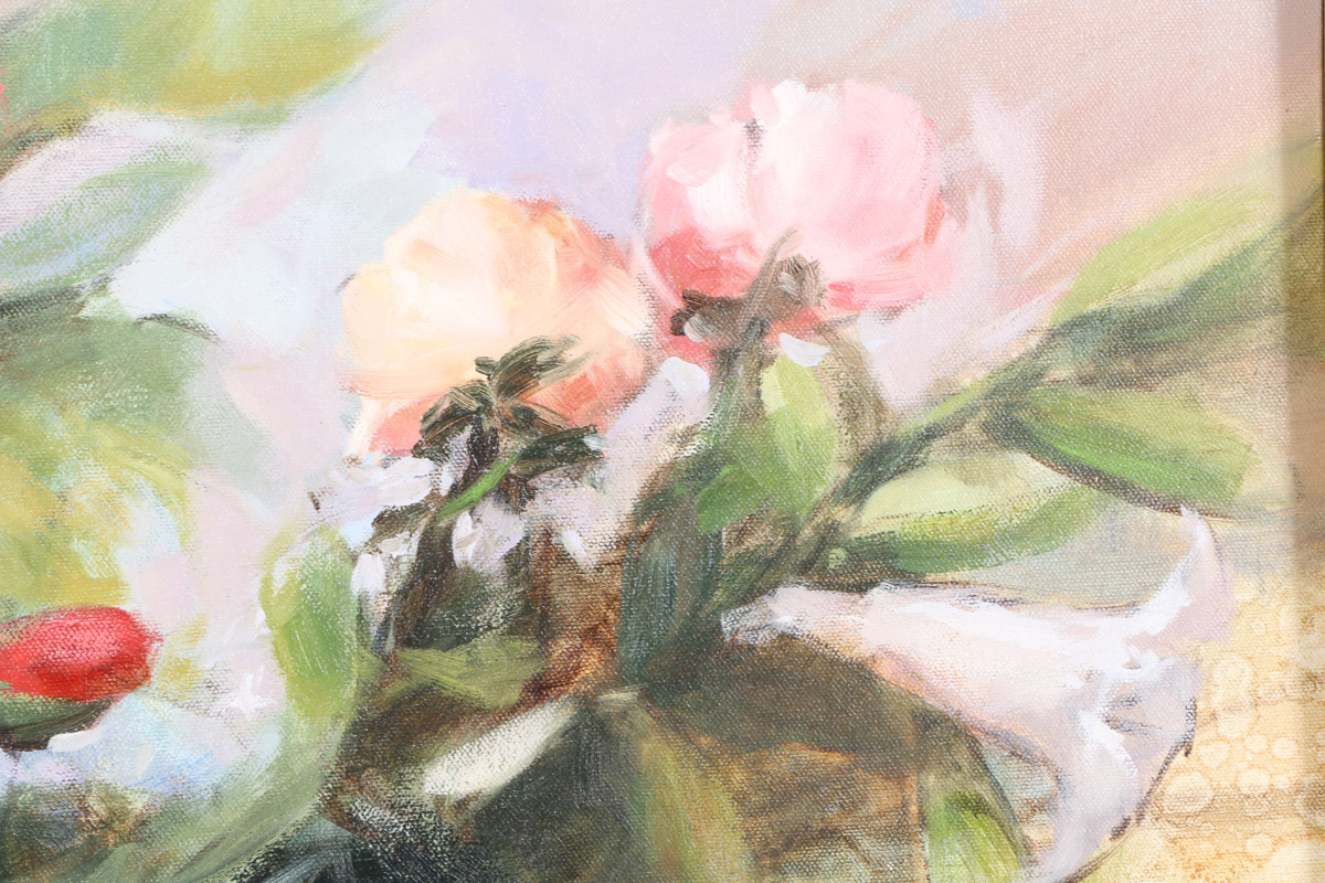 Eugenio Cohaila Oil Painting on Canvas "Flowers"