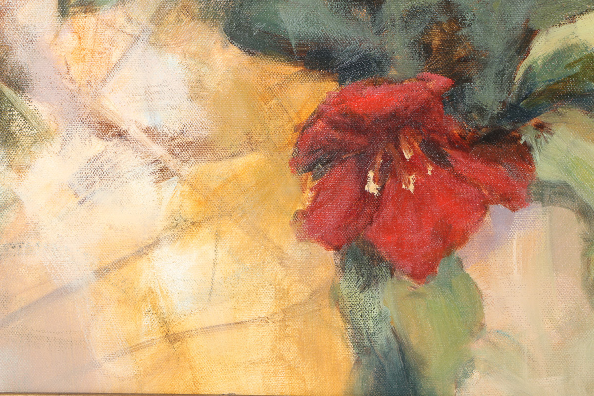 Eugenio Cohaila Oil Painting on Canvas "Flowers"