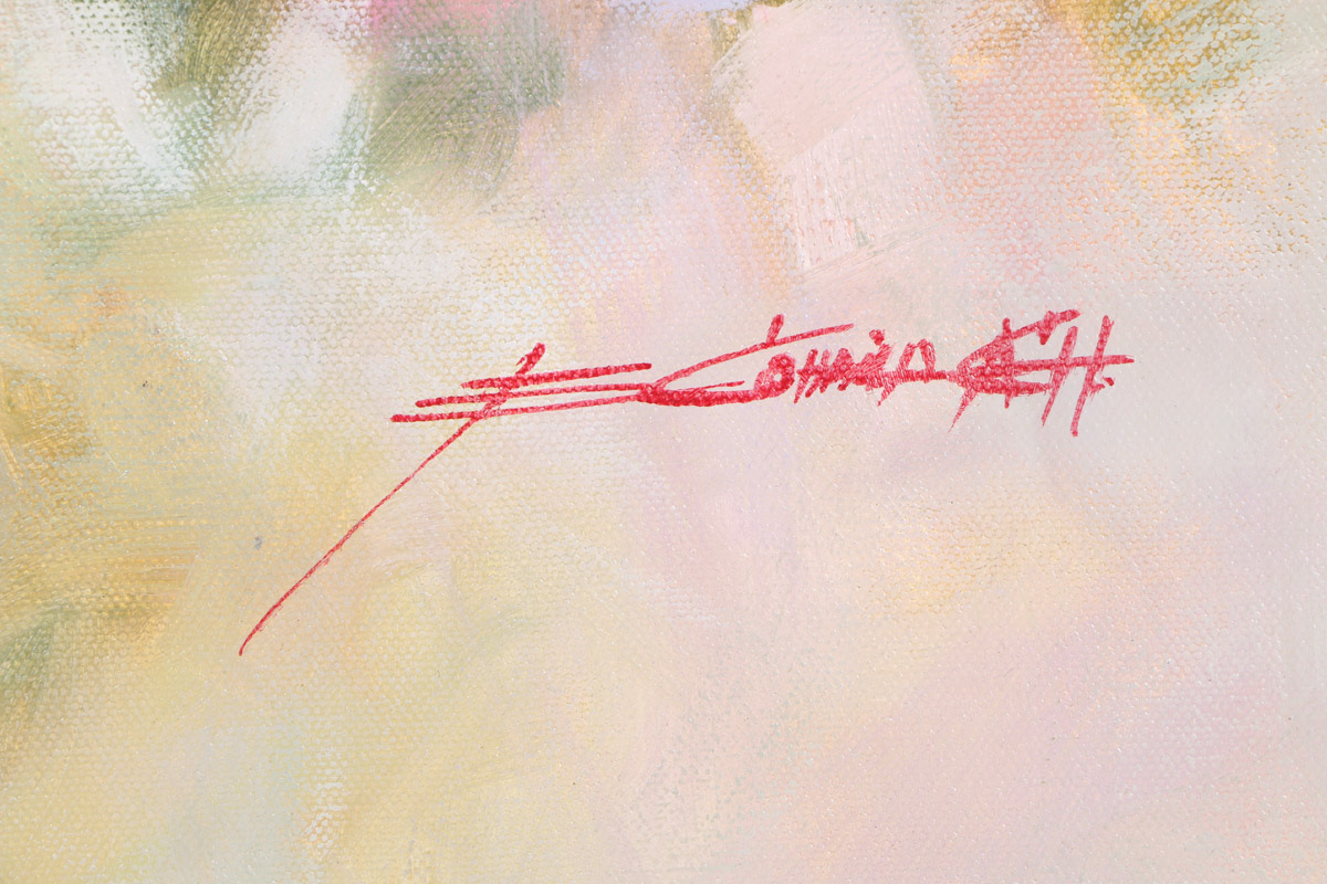 Eugenio Cohaila Oil Painting on Canvas "Flowers"