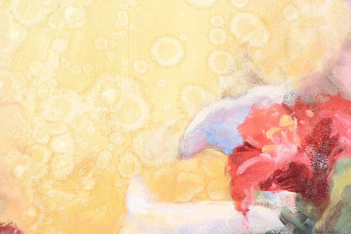 Eugenio Cohaila Oil Painting on Canvas "Flowers"