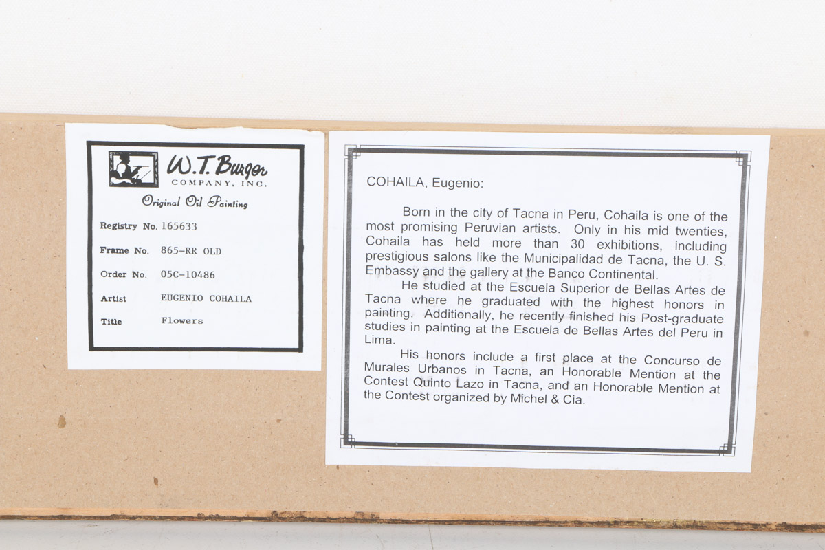 Eugenio Cohaila Oil Painting on Canvas "Flowers"