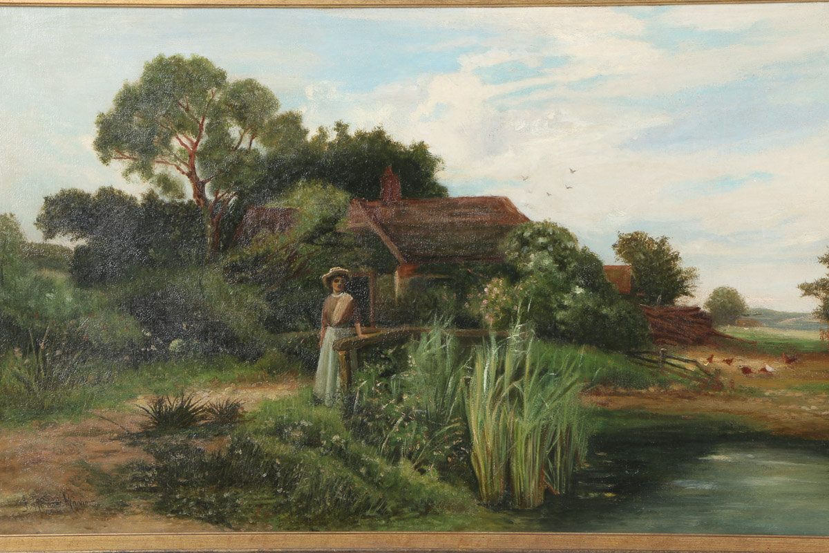 John Horace Hooper Oil Painting on Canvas "Figure in Landscape"