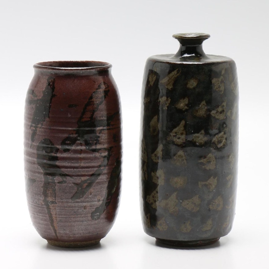 Pair of Hand Thrown Studio Pottery Vases