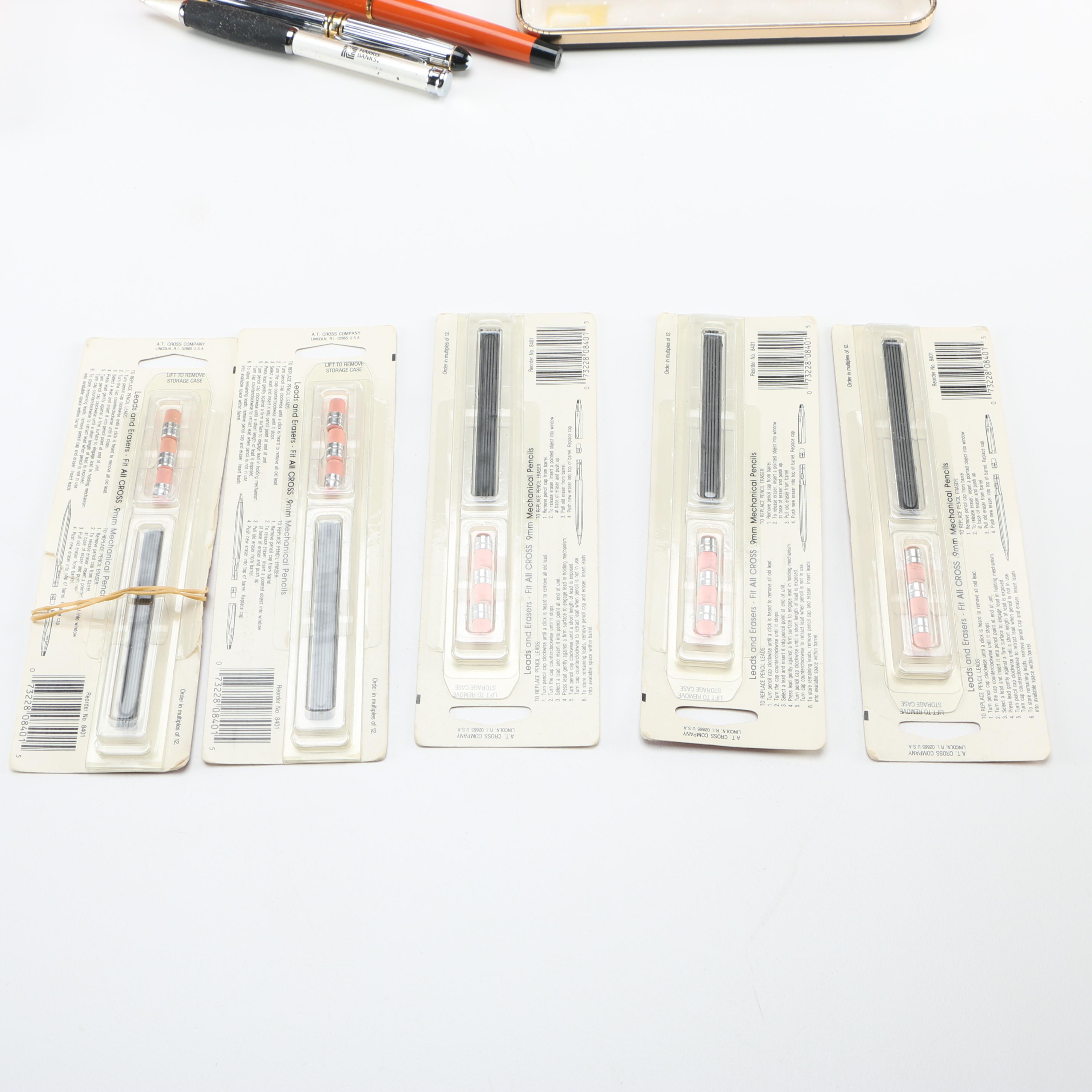 Vintage Playing Cards and Pens Including Sterling Pens