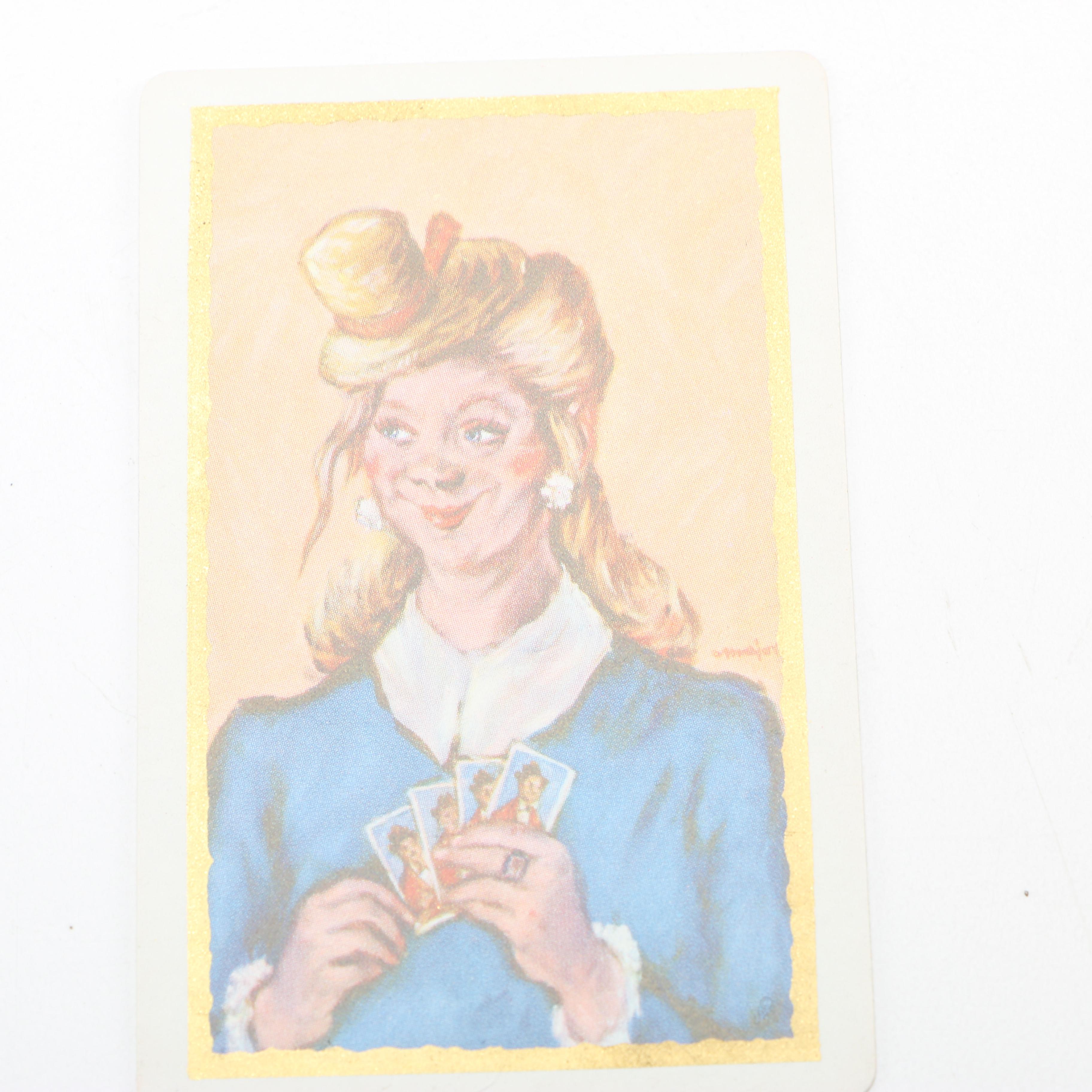 Vintage Playing Cards and Pens Including Sterling Pens