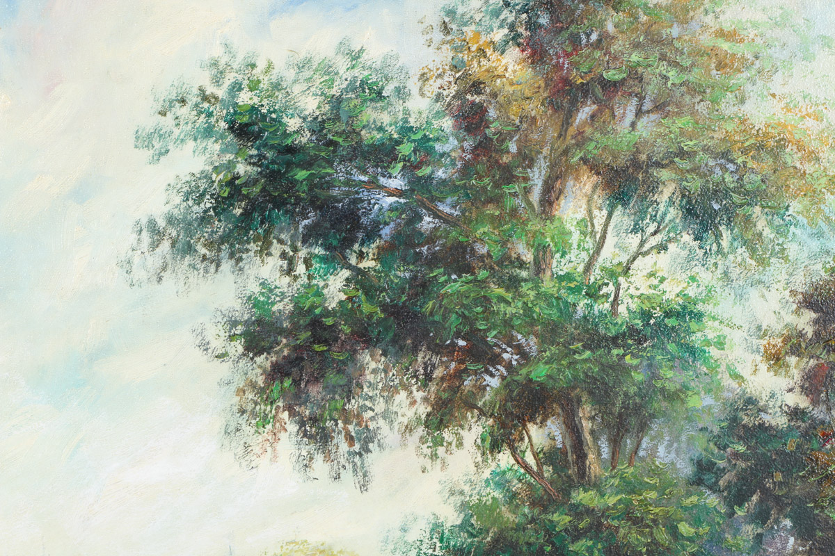 Ladislao Plasencki Oil Painting on Canvas "Garden"