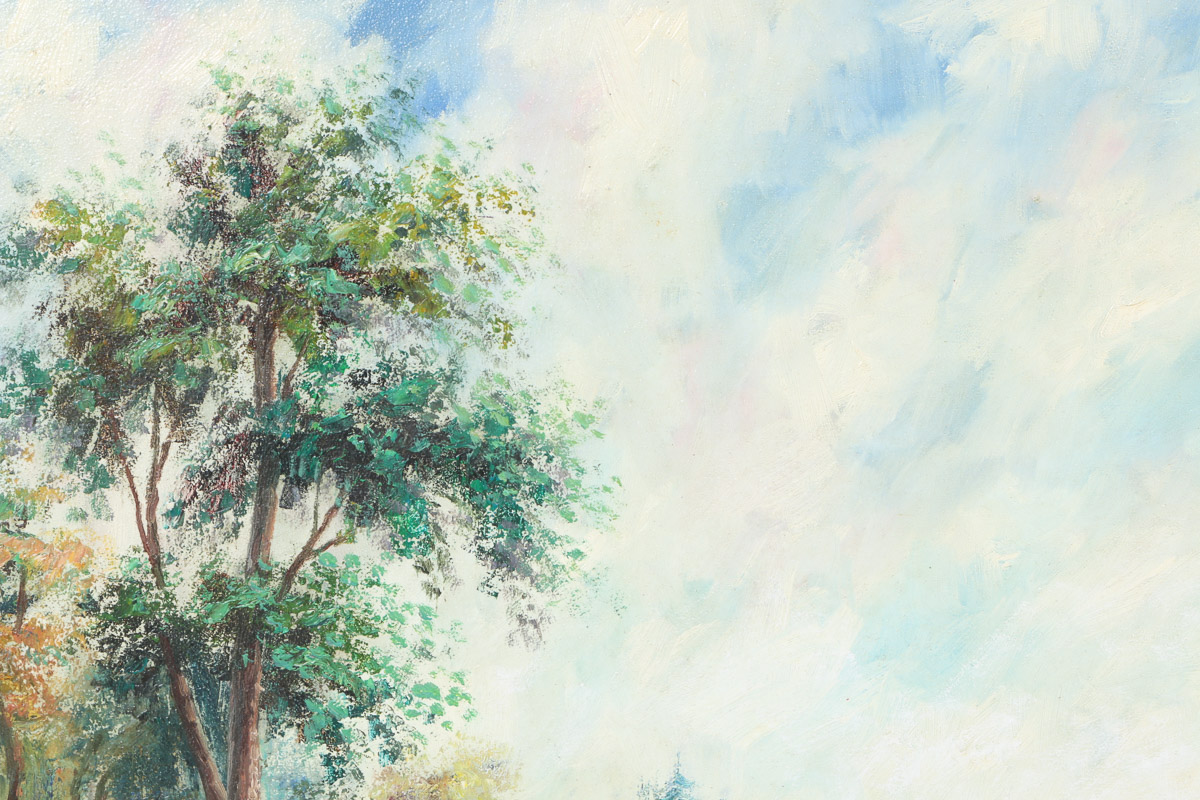 Ladislao Plasencki Oil Painting on Canvas "Garden"