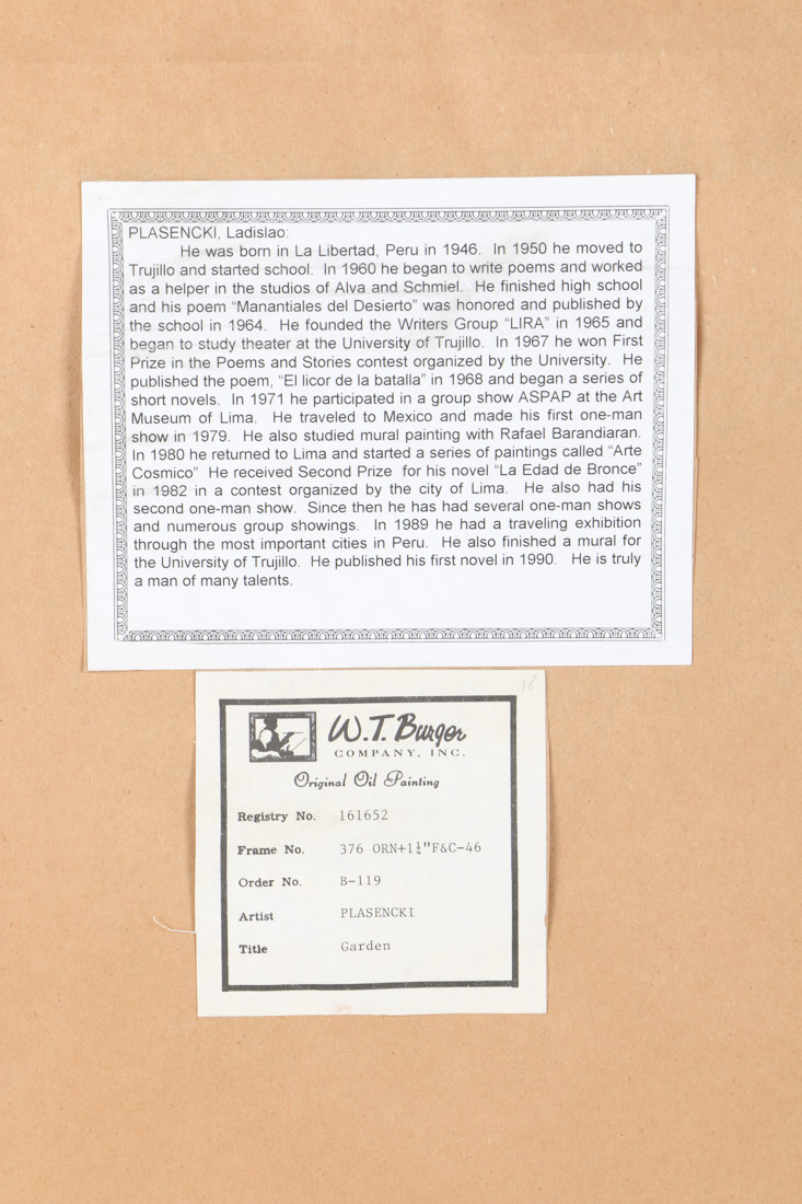 Ladislao Plasencki Oil Painting on Canvas "Garden"