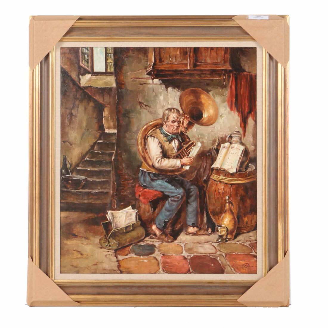 Cornett Oil on Canvas "Tuba Player"