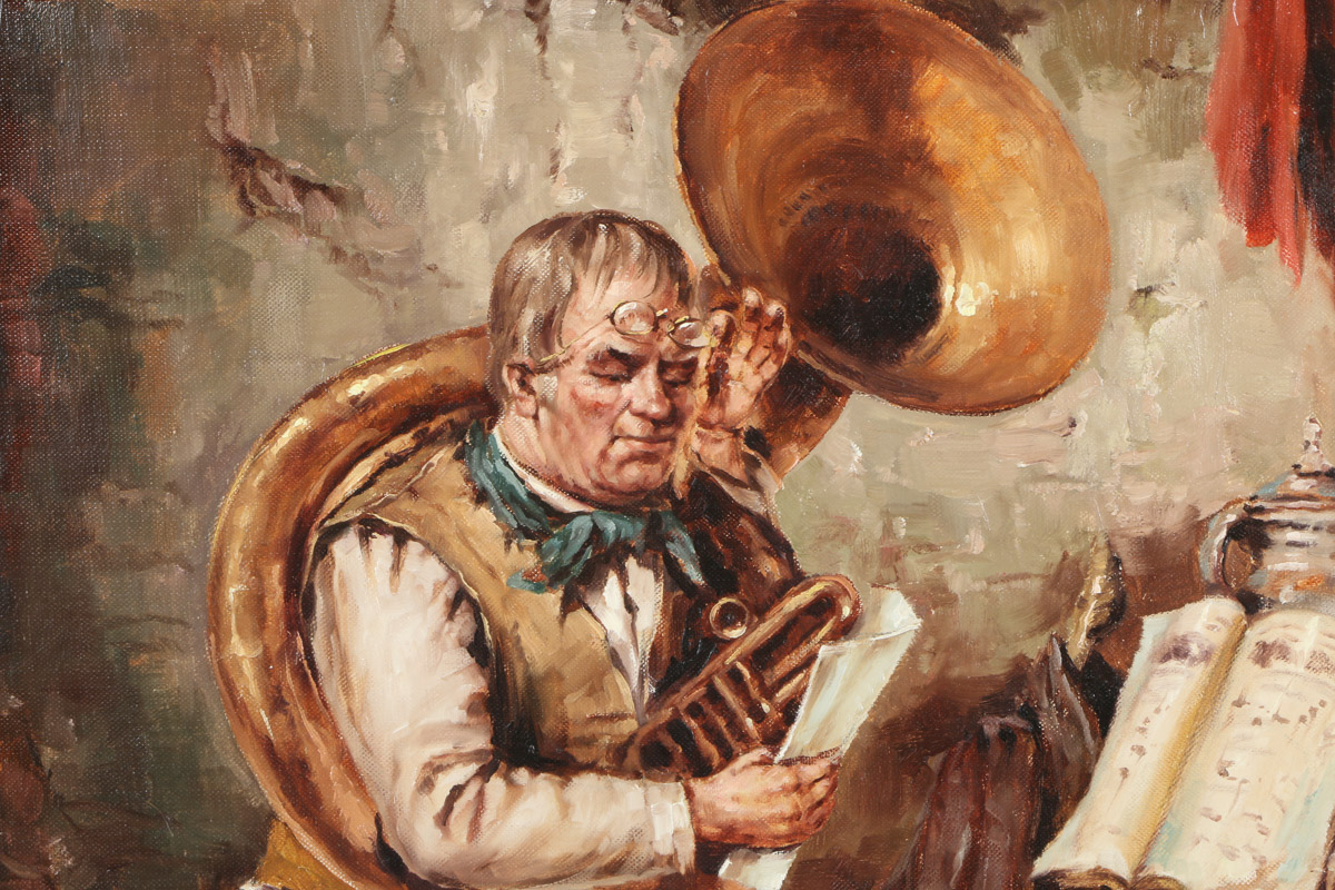Cornett Oil on Canvas "Tuba Player"