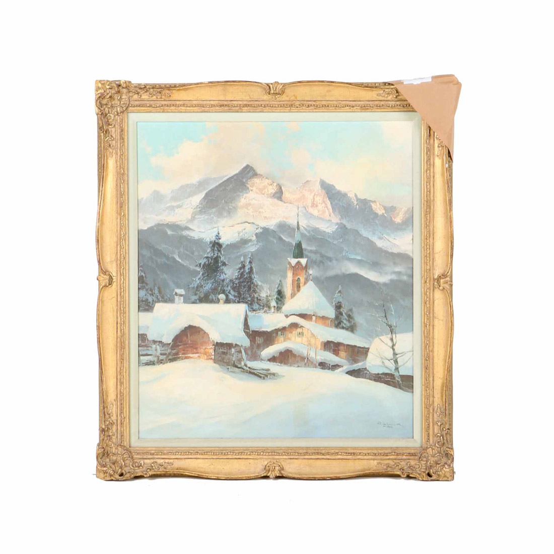 Arno Lemke Oil Painting on Canvas "Village in WInter"