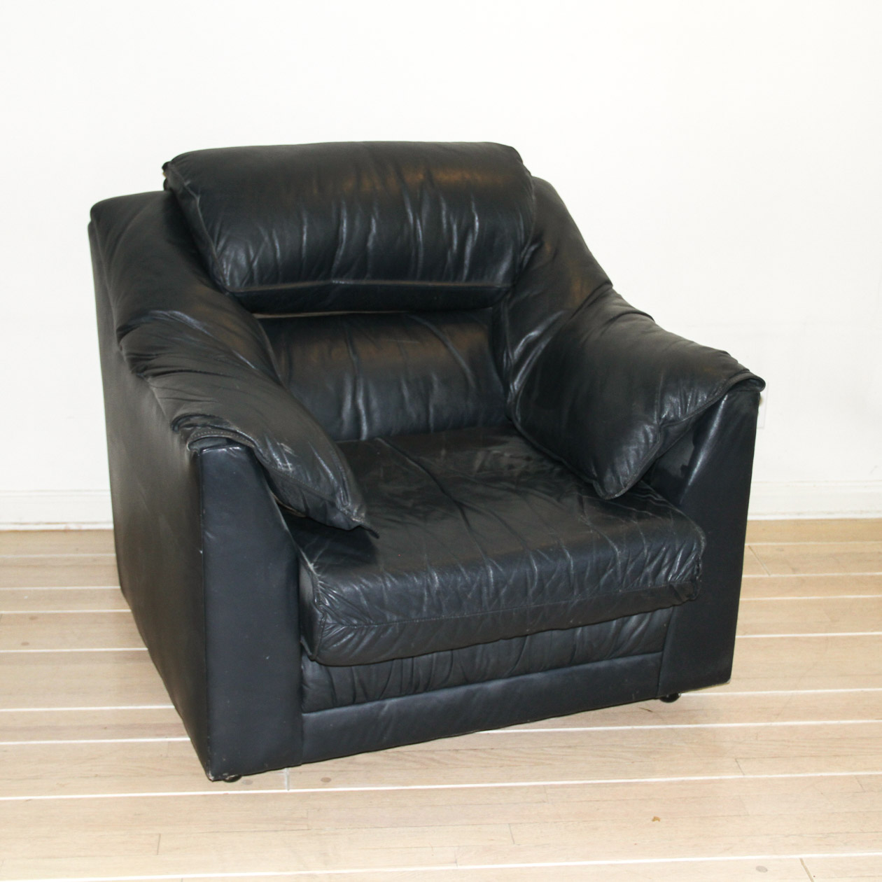 Modern Black Leather Armchair