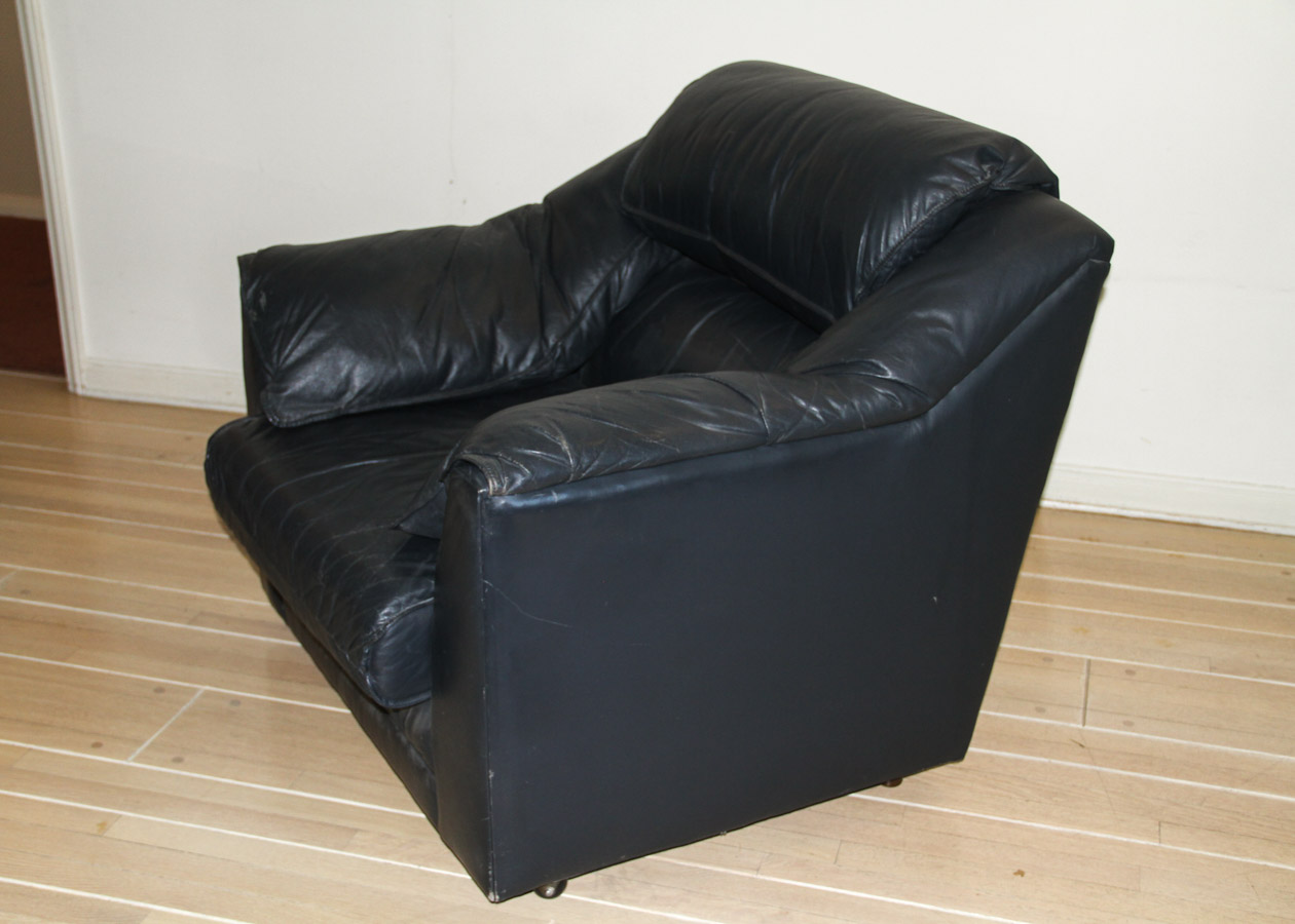 Modern Black Leather Armchair